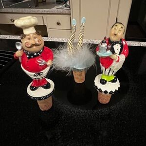 Chef, Waiter and Fancy Legs Fun Wine Bottle Stoppers.